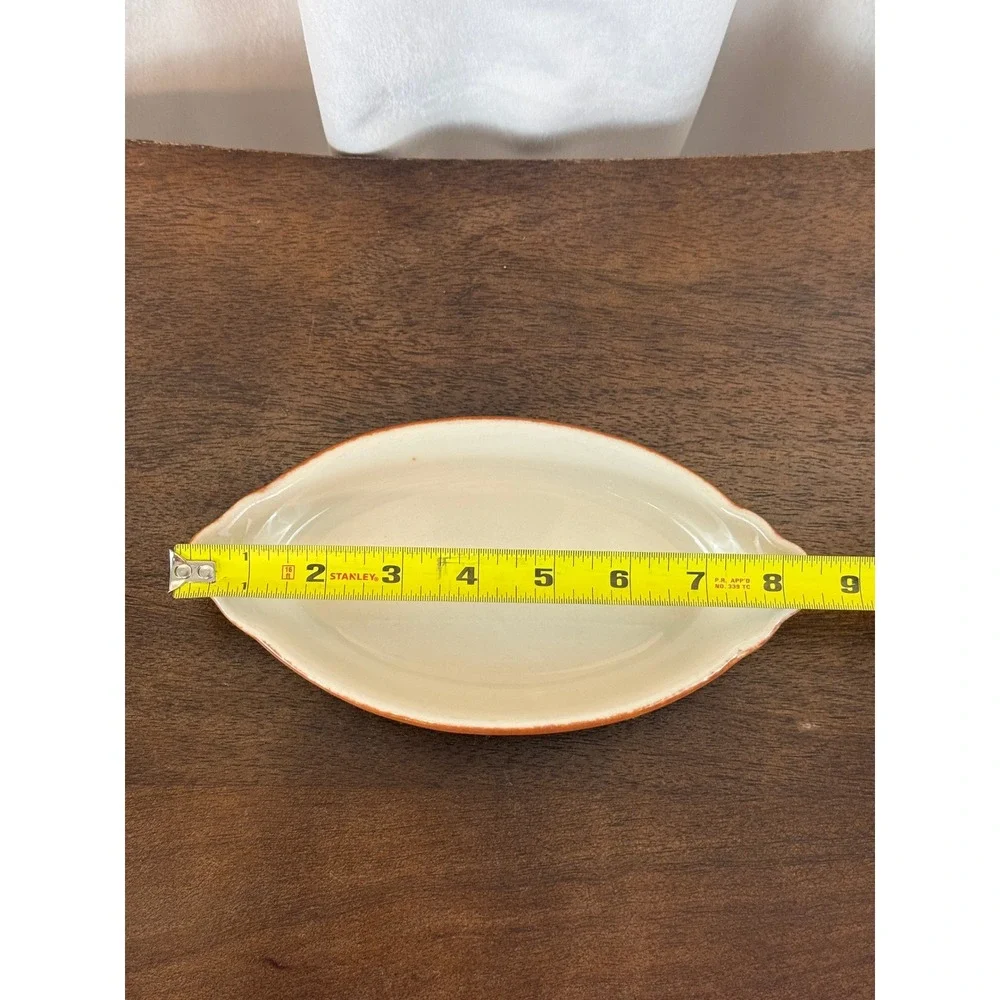 VTG SetTHREE Burden USA Oval Brown Stoneware Au Gratin 8‎ 1/4